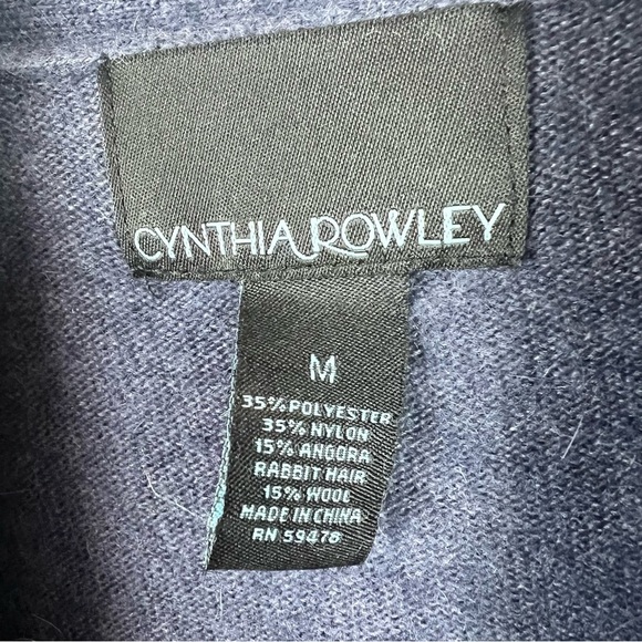 Vintage Y2K Cynthia Rowley Angora Wool Cardigan Sweater Asymmetrical Hem Blue - Picture 4 of 8